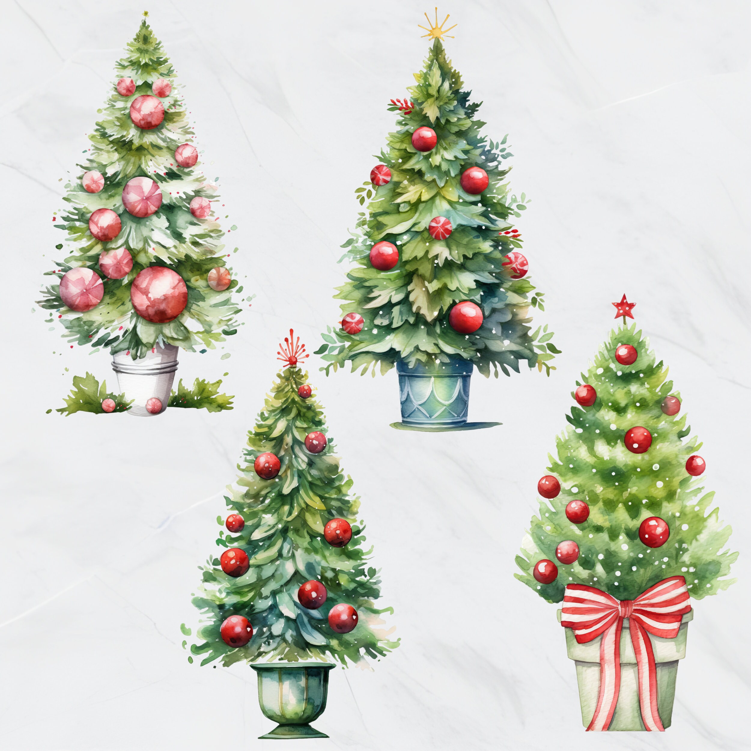 Christmas Topiary Clipart, Christmas Garlands, Simple Christmas ...