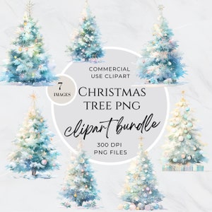 Decorated Christmas Tree Clipart, Boho Christmas Trees Clipart, Christmas Tree Watercolor Clipart, Pine Tree Clipart, Christmas Tree Lights
