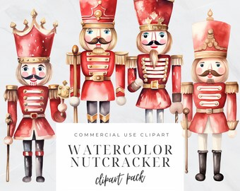 Retro Nutcracker Clipart, Nutcracker Ballet Clipart, Christmas, Swan Lake, Watercolor, Holiday, Instant Digital Download, Commercial Use PNG