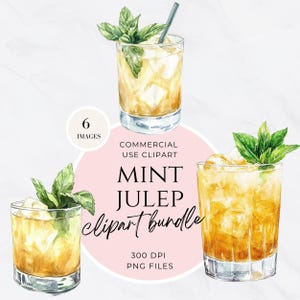 Watercolor Mint Julep Clipart: Kentucky Derby PNG Images (Digital Download)