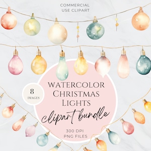 Aquarel kerstverlichting clipart, kerstboomverlichting clipart, roze, kerstverlichting, modern, magisch, elegant, commercieel gebruik, 300 DPI