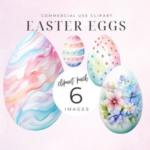 Pastel Easter Eggs Clipart, Floral Watercolor Easter Eggs Clip Art, Whimsical Easter Clipart, Transparent PNG for Commercial Use, Spring
