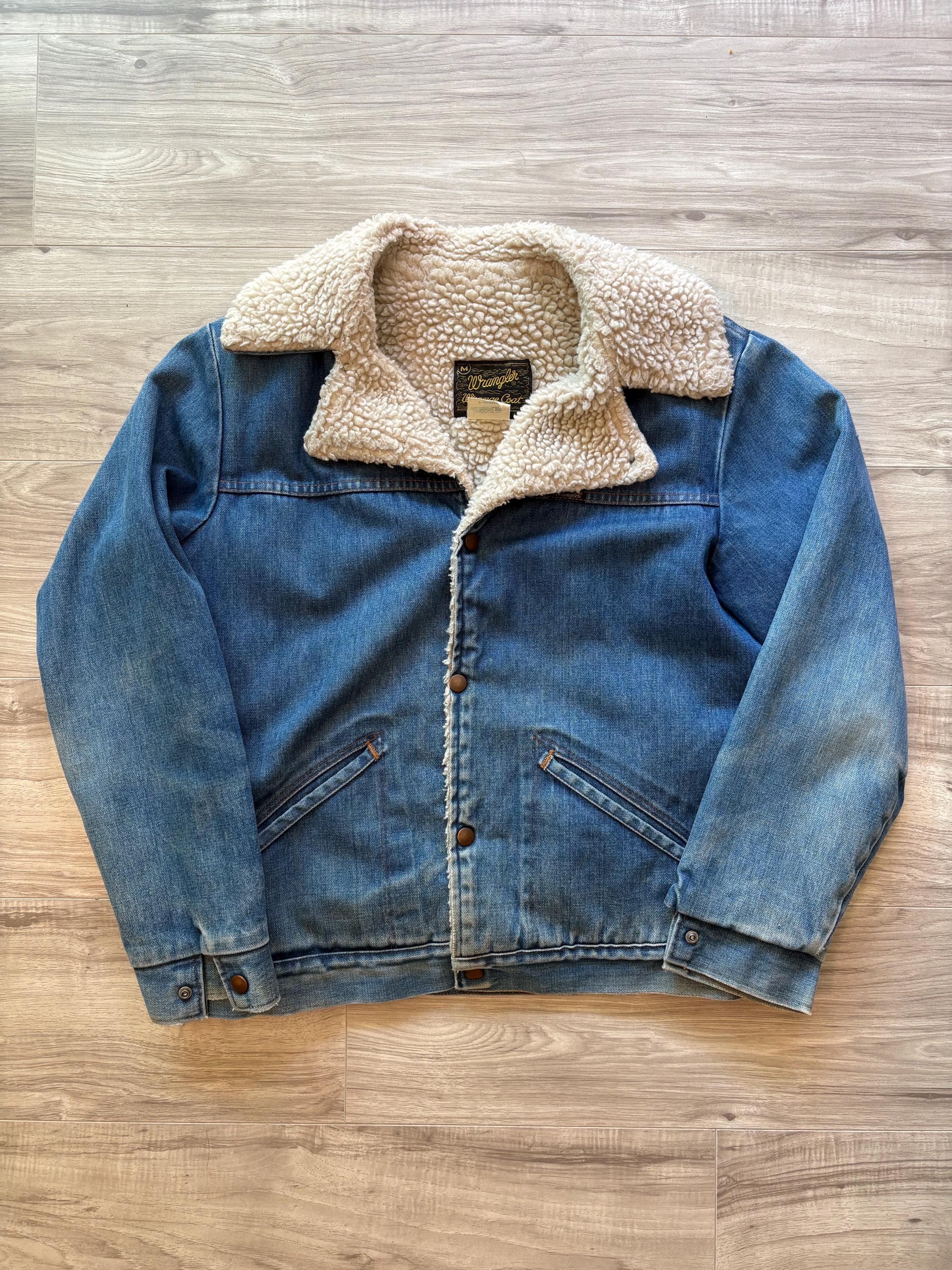 70s Wrangler Denim Sherpa Jacket - Etsy