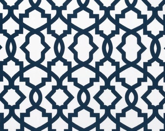 Navy Blue  White Sheffield - Premier Prints lattice  Home Decor Fabric duck cloth   - fabric by the yard