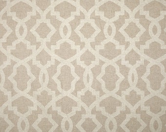 Sheffield Cloud Linen - 5/8 Yard - Home Decor Linen Fabric - Premier Prints  - Oatmeal Tan Beige Lattice Trellis