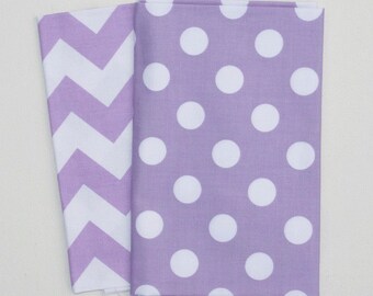 Fat Quarter Set - Riley Blake Lavender Chevron and Dots - MEDIUM Lavender and White - Quilter's Cotton