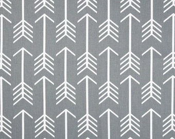 Gray Arrow - 3/4 Yard of Cool Gray Premier Prints -  Grey White -  Home Decor Duck Cloth