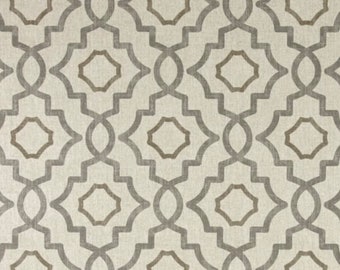 Talbot Metal - Magnolia Home Fashions  - Gray Taupe Ivory - Home Decor fabric