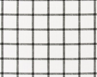 Aaron INK Slub - Black / white Buffalo Check Plaid Modern Farmhouse - Premier Prints - fabric by the yard