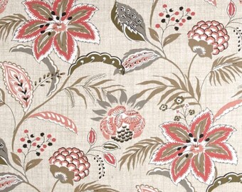 1/2 Yard Tradewinds Flamingo -  Magnolia Home Fashions  Beige Coral Taupe - Home Decor fabric -  flowers floral blossoms - LAST CUT