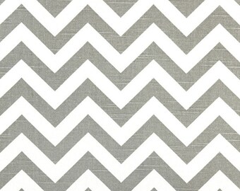 Grey White Chevron - 1 YARD Ash / White Slub Zig Zag - Premier Prints - Home Decor Weight