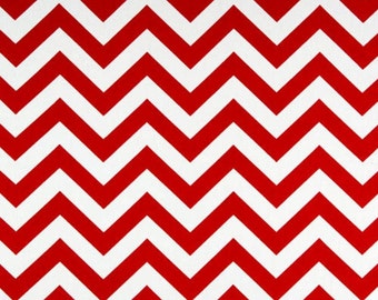 1 Yard Red Chevron Premier Prints Zig Zag fabric - Lipstick Red / White - HOME DECOR