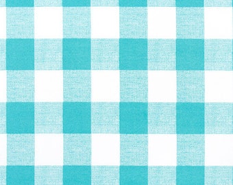 OUTDOOR  Buffalo Check Ocean 3/4 yard - Turquoise Blue / White  -  Premier Prints -  Home Decor Indoor / Outdoor Fabric