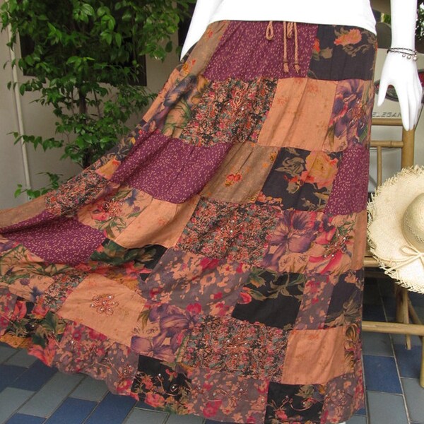 Long skirt Patchwork good quality Thai heavy cotton