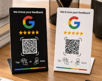 Google Review NFC-Ständer, QR-Code-Ständer zum Antippen oder Scannen (Thekenaufsteller)