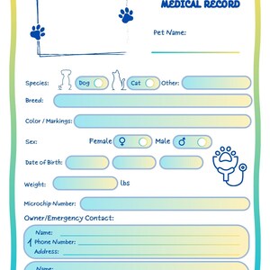 VIVID Bundle 19 Pages Pet Medical Records | Printable Dog Cat Health Organizer | Vaccination Tracker | Paw Docs Studio