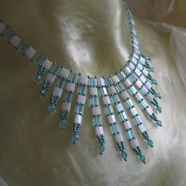 Blue Bead and Copper Bib Necklace