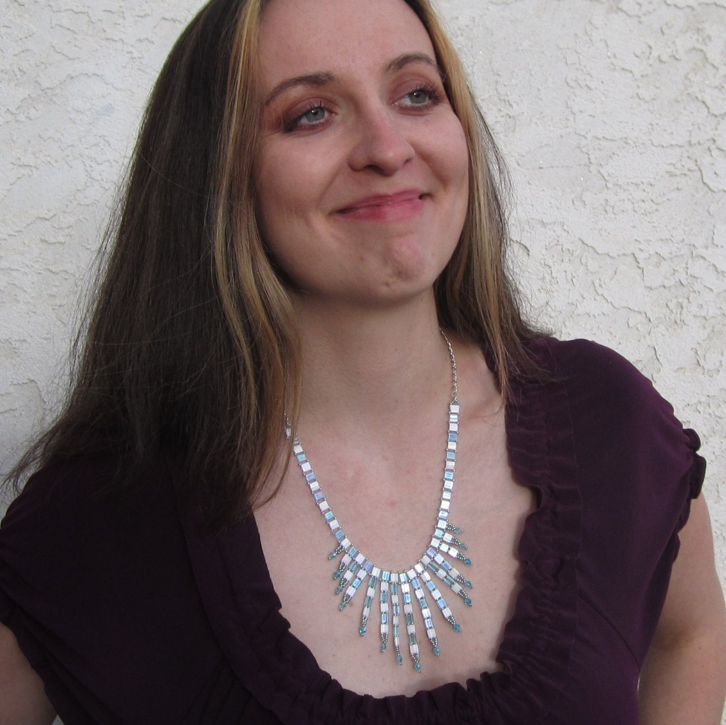 Bead Woven Bib Style Necklace Made With Elegant Japanese Glass Etsy