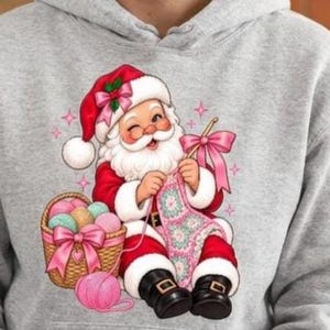 Crochet Santa Claus Pattern PNG, Christmas Stocking Stuffer Graphic, Xmas Mug Design