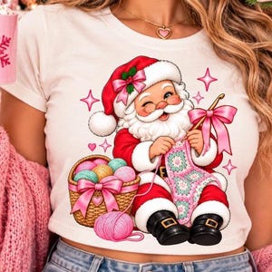 Crochet Santa Claus Pattern PNG, Christmas Stocking Stuffer Graphic, Xmas Mug Design