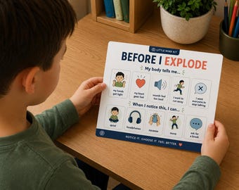 Visuele ondersteuning voor kinderen bij het voorkomen van een explosie | Keuzes om overweldigd te raken en tot rust te komen (printbaar)