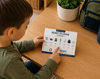 Checklist voor kinderen klaar om te vertrekken | Printbare visuele routine