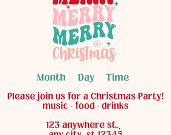 Merry Merry Merry Christmas Invitation Template