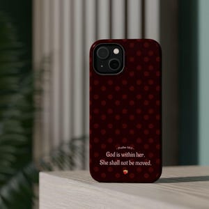 Burgundy Polka Dot Christian Phone Case | Psalm 46:5 Scripture, MagSafe  (iPhone 18, Samsung)