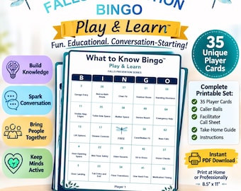 Falls Prevention Bingo for Seniors | 35 Printable Cards, Home Safety Group Activity