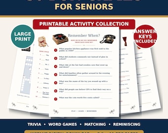 30 Printable Games to Keep Seniors Engaged | Large-Print Trivia, Puzzles and Group Activities