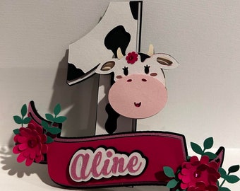 Cow Cake Topper, Cow Birthday Party Farm cake  Decor, Farm Party Kids Birthday Party , Party Supplies