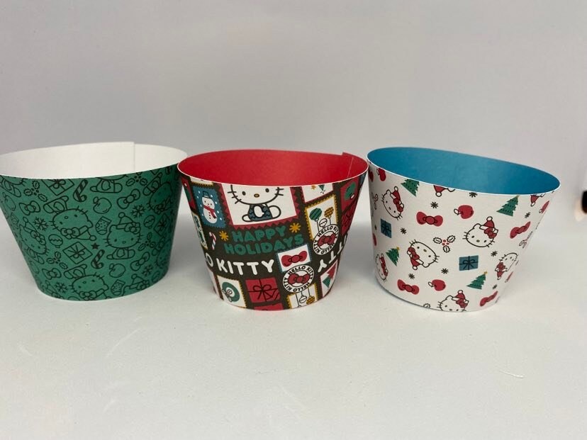Hello Kitty Christmas Cupcake wrappers cupcake sleeves Hello Kitty Birthday Party Decor Kids Birthday Party Party Supplies