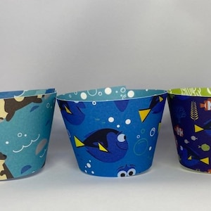 Dory Double Side Cupcake wrappers, cupcake sleeves, Dory Birthday Party Decor, fish Kids Birthday Party Nemo , Party Supplies, set of 12