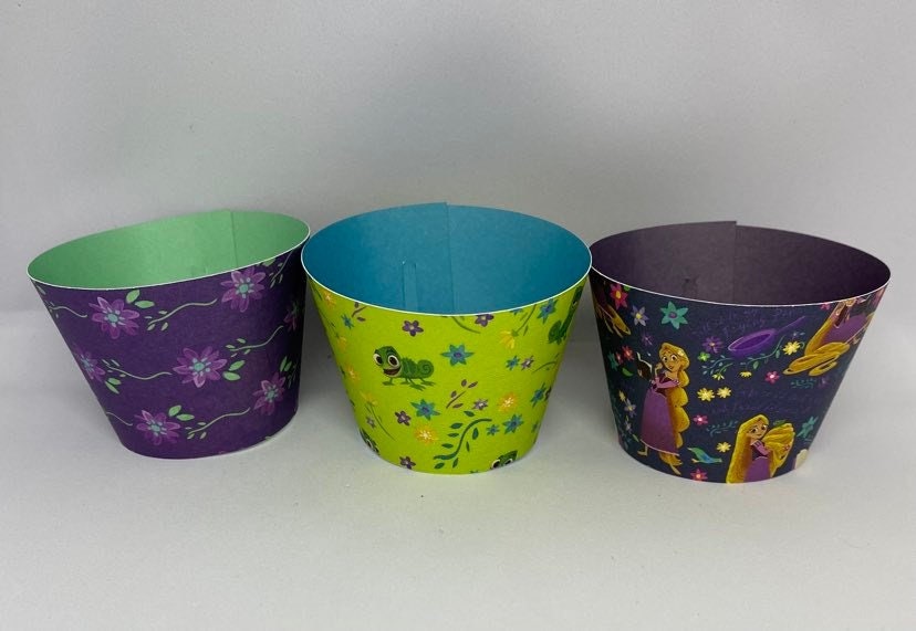 Tangled Rapunzel Double Side Cupcake wrappers cupcake sleeves Princess Birthday Party Decor Kids Birthday Party Party