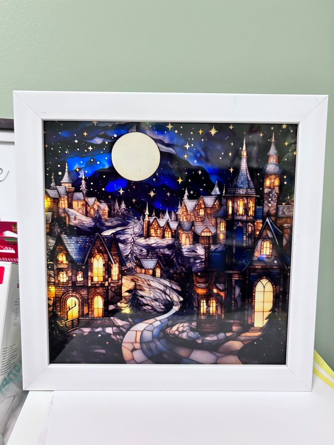 Christmas Village Lighted Shadow Box Christmas Decor Wall Etsy