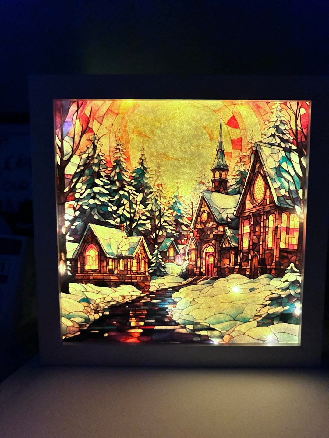 Christmas Village Lighted Shadow Box Christmas Decor Wall Decor Frames