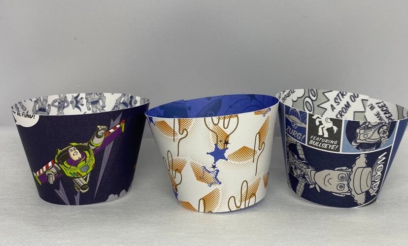 Toy Story Double Side Cupcake wrappers cupcake sleeves Birthday Party Decor Kids Birthday Party Party Supplies set of 12