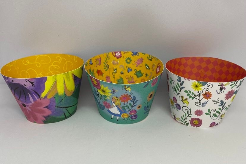 Alice in Wonderland Double Side Cupcake wrappers cupcake sleeves Birthday Party Decor Kids Birthday Party Party Supplies set