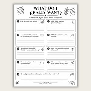 What Do I Really Want? | Self Discovery Worksheet, Self Reflection Printable, Personal Growth Life Purpose Goal Setting  PDF
