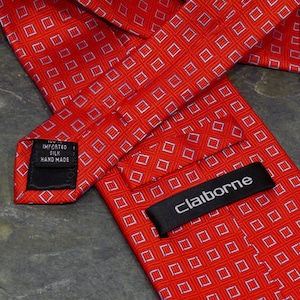 Claiborne Tie - Vintage Red Silk Necktie - Menswear Tie