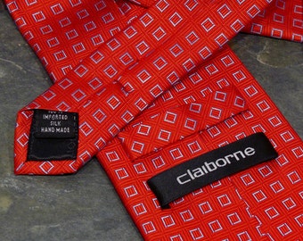 Claiborne Tie - Vintage Red Silk Necktie - Menswear Tie