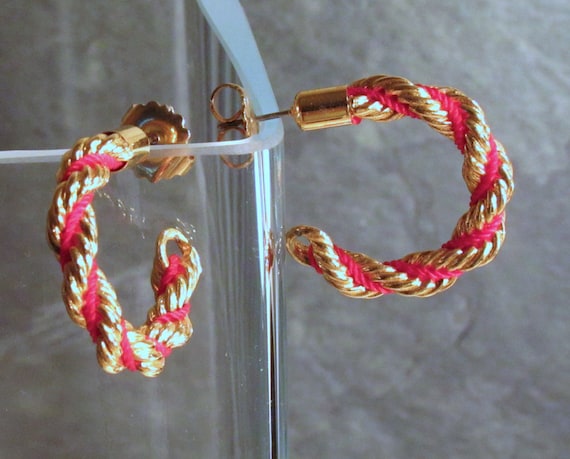 Avon Color Twist Hoop Earrings - Twisted Red and … - image 2