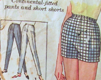 Simplicity 5411 Pants in 2 Lengths and Shorts - Sewing Pattern - Size 10 - Vintage 1964