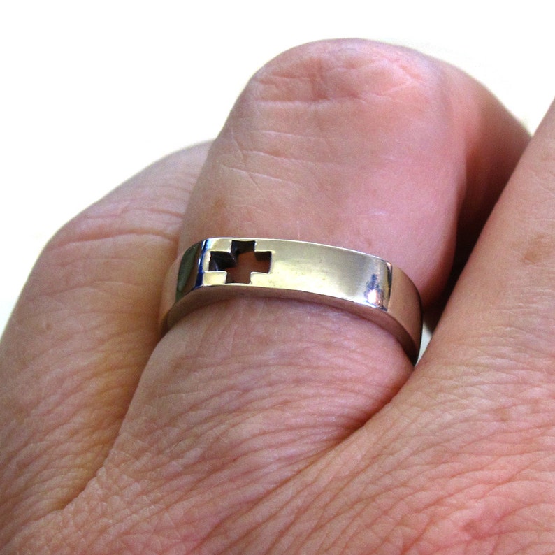 Sterling Silver Cutwork Cross Ring Christian Cross Ring Etsy
