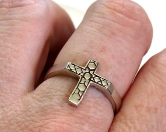 Sterling Silver Cross Ring ~ Christian Cross Ring ~ UNISEX ~ sizes 6 or 9