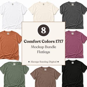 Paquete de maquetas de camisetas Comfort Colors 1717 / 8 composiciones minimalistas a color para impresión bajo demanda