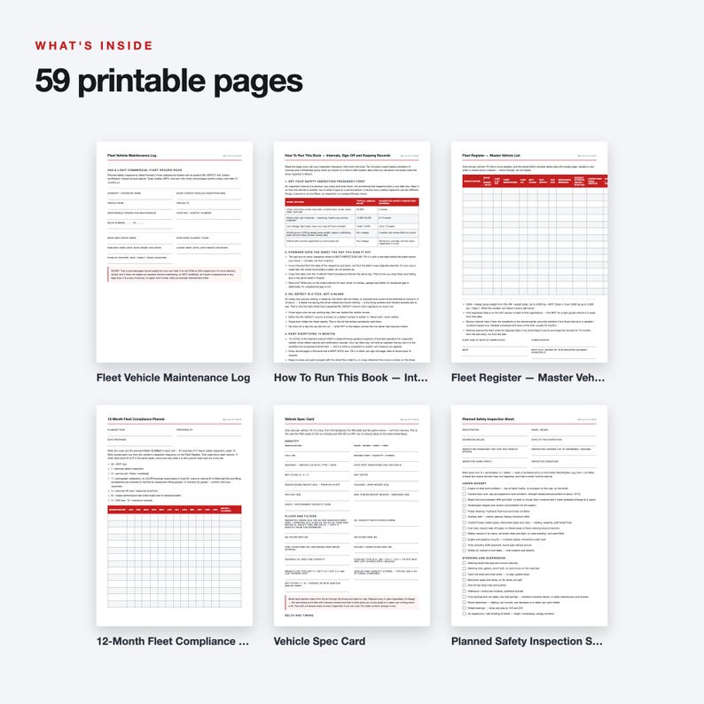 Fillable Fleet Vehicle Maintenance Log, Van & Light Commercial Record Book (59 Pages) Bild 2