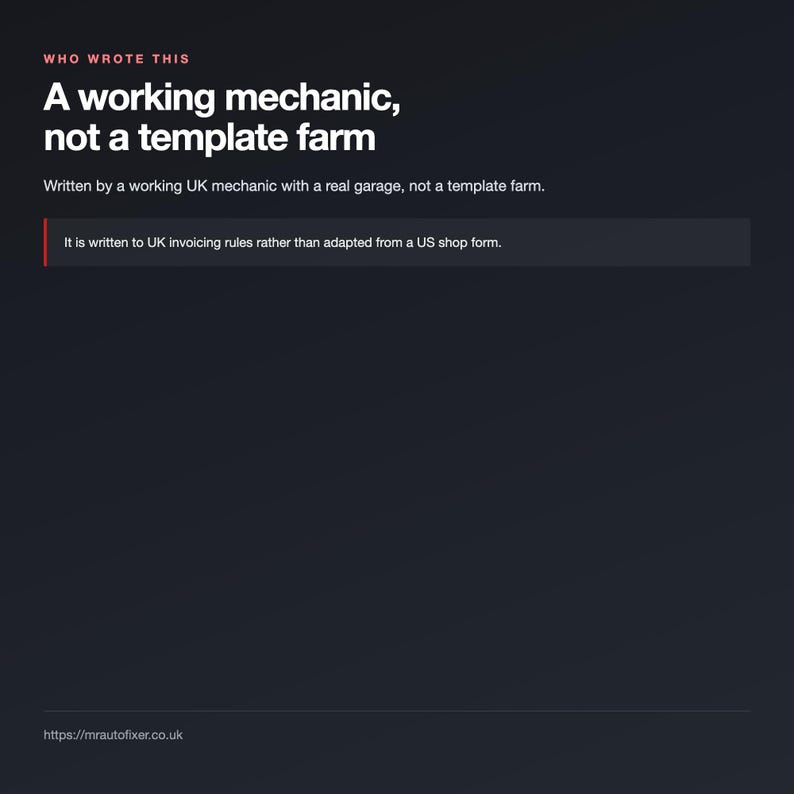 UK Garage Invoice & Job Card Pack, VAT Ready, Fillable PDF (A4) image 8