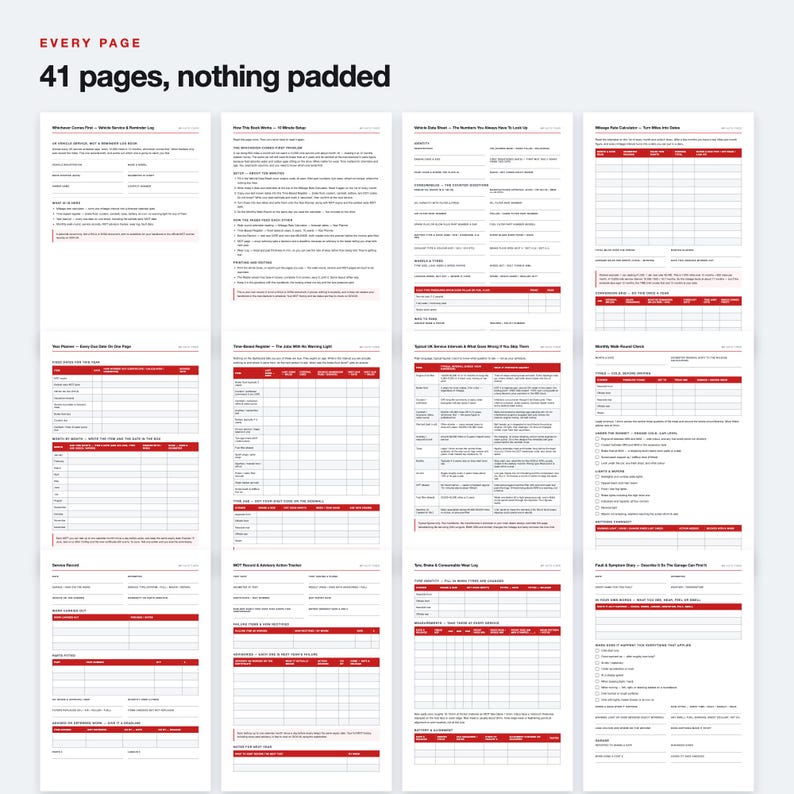 UK Vehicle Service Reminder Log, Fillable PDF Tracker (41 Pages) afbeelding 5