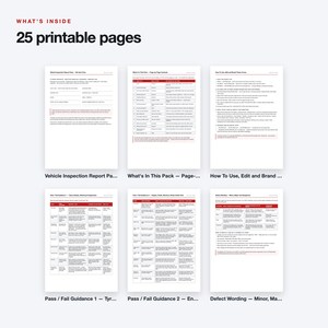 UK Vehicle Inspection Report Pack, 25-Page Fillable PDF, Pre-Purchase Car Check (Digital Download) zdjęcie 2